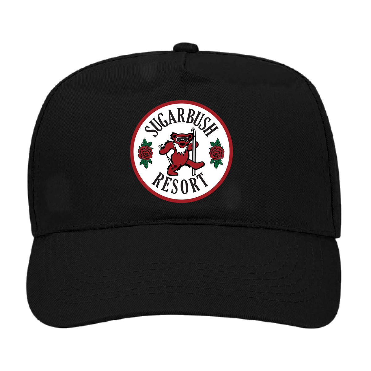 Grateful Dead Black Ballcap with Dancing Bear with Skis Sugarbush Resort