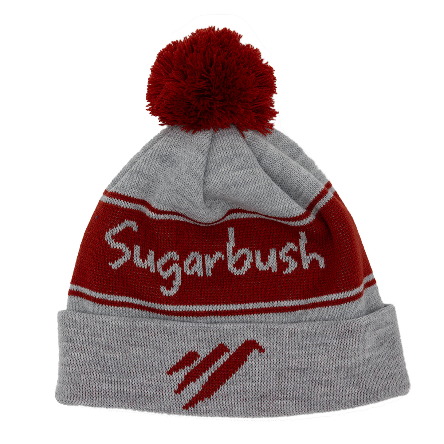 Knit hat logo red and gray stripe