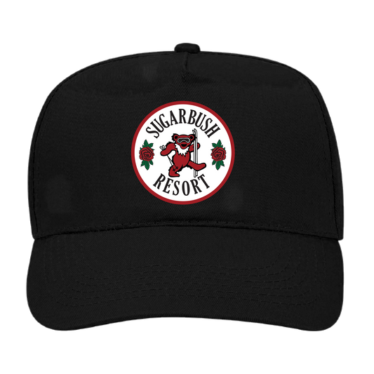 Grateful Dead Black Ballcap with Dancing Bear with Skis Sugarbush Resort