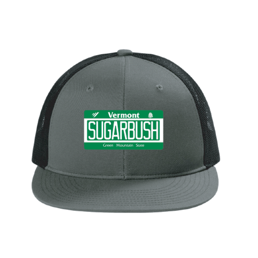 Sugarbush Vermont License Plate Trucker Hat in Graphite and Black