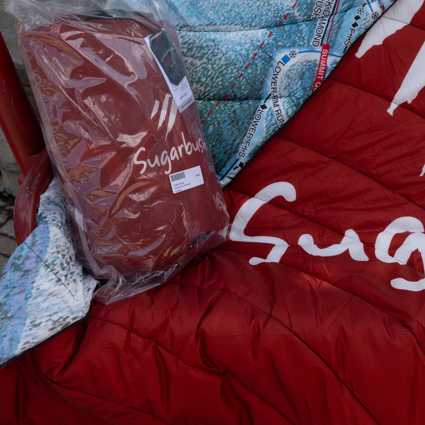 Sugarbush Official Trail Map Blanket with Bag. 75 inches x 50 inches