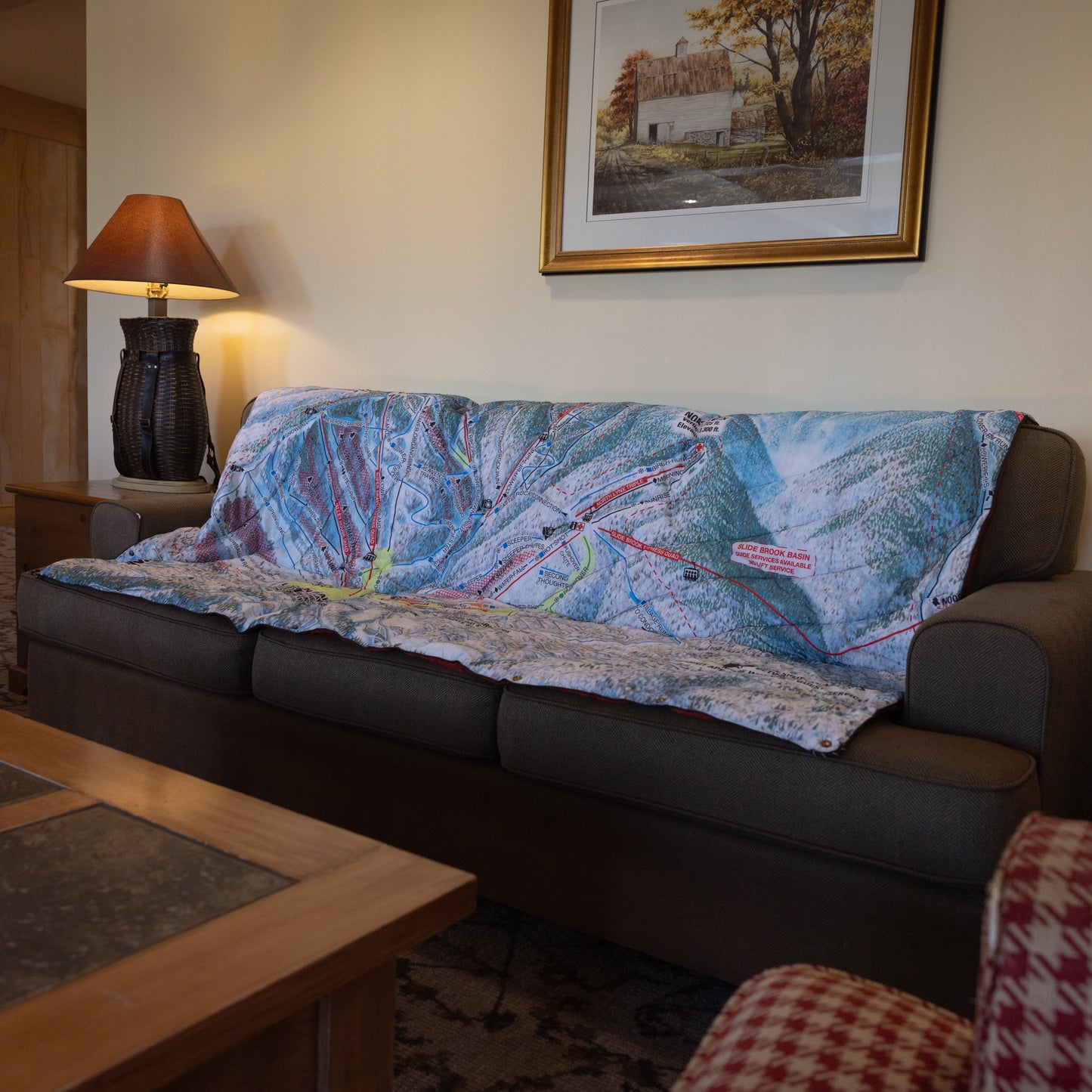 Sugarbush Official Trail Map Blanket with Bag. 75 inches x 50 inches