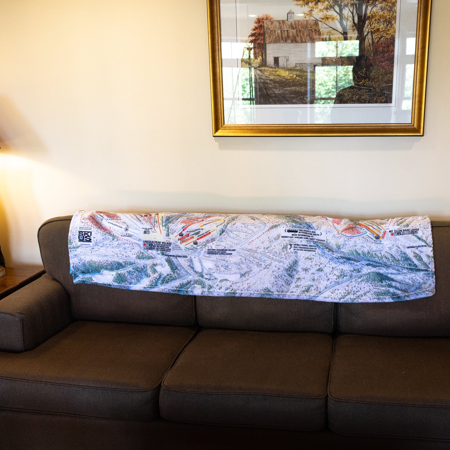 Sugarbush Official Fleece Trail Map Blanket. 50 x 60 inches