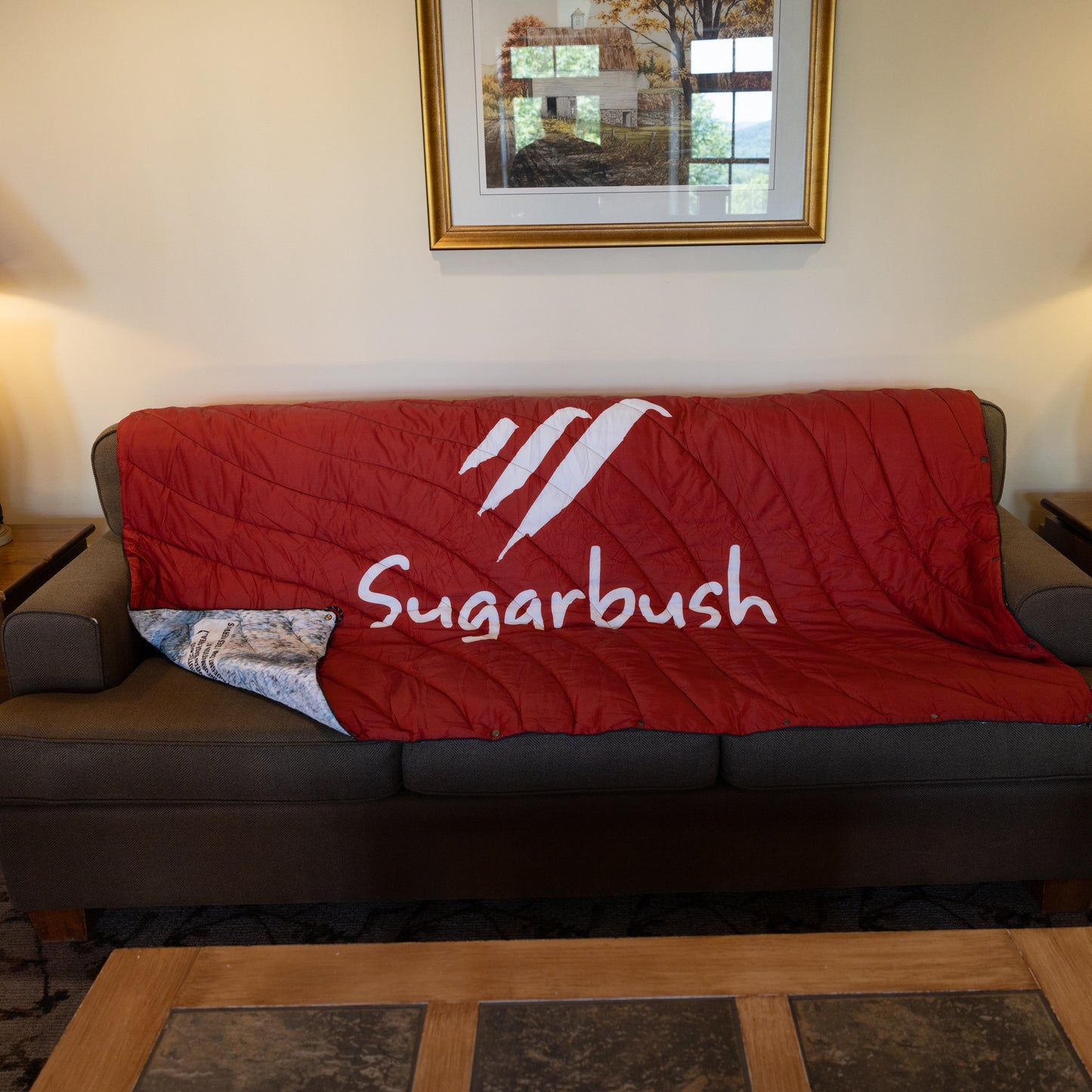 Sugarbush Official Trail Map Blanket with Bag. 75 inches x 50 inches