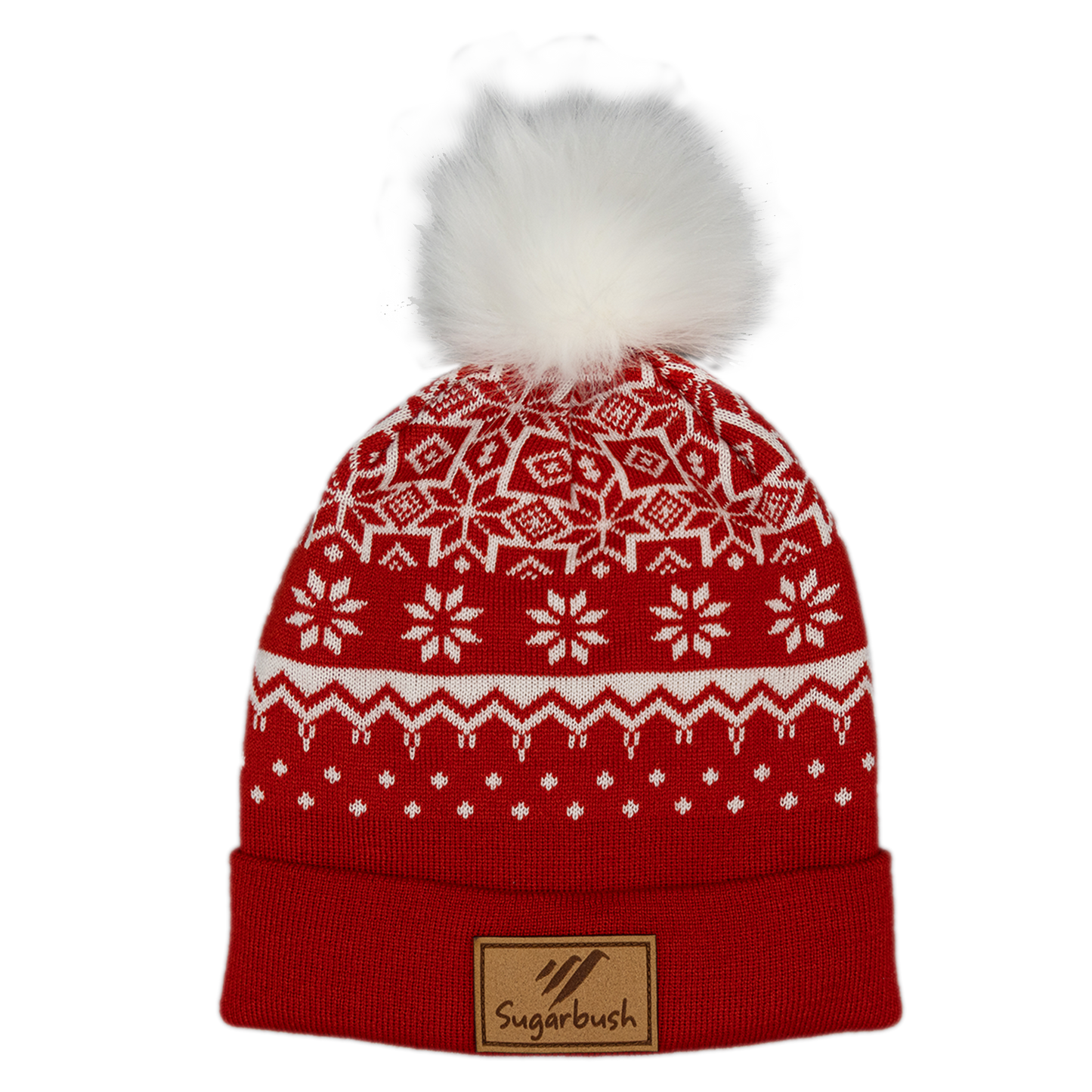 Sugarbush Knit Pom Hat in Red and White