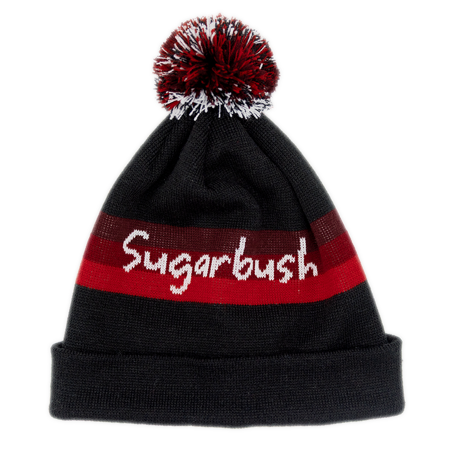 Sugarbush Knit Hat Logo Black, Red Stripe