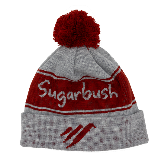 Knit hat logo red and gray stripe