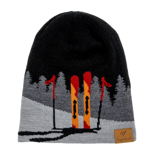 Knit logo hat skis