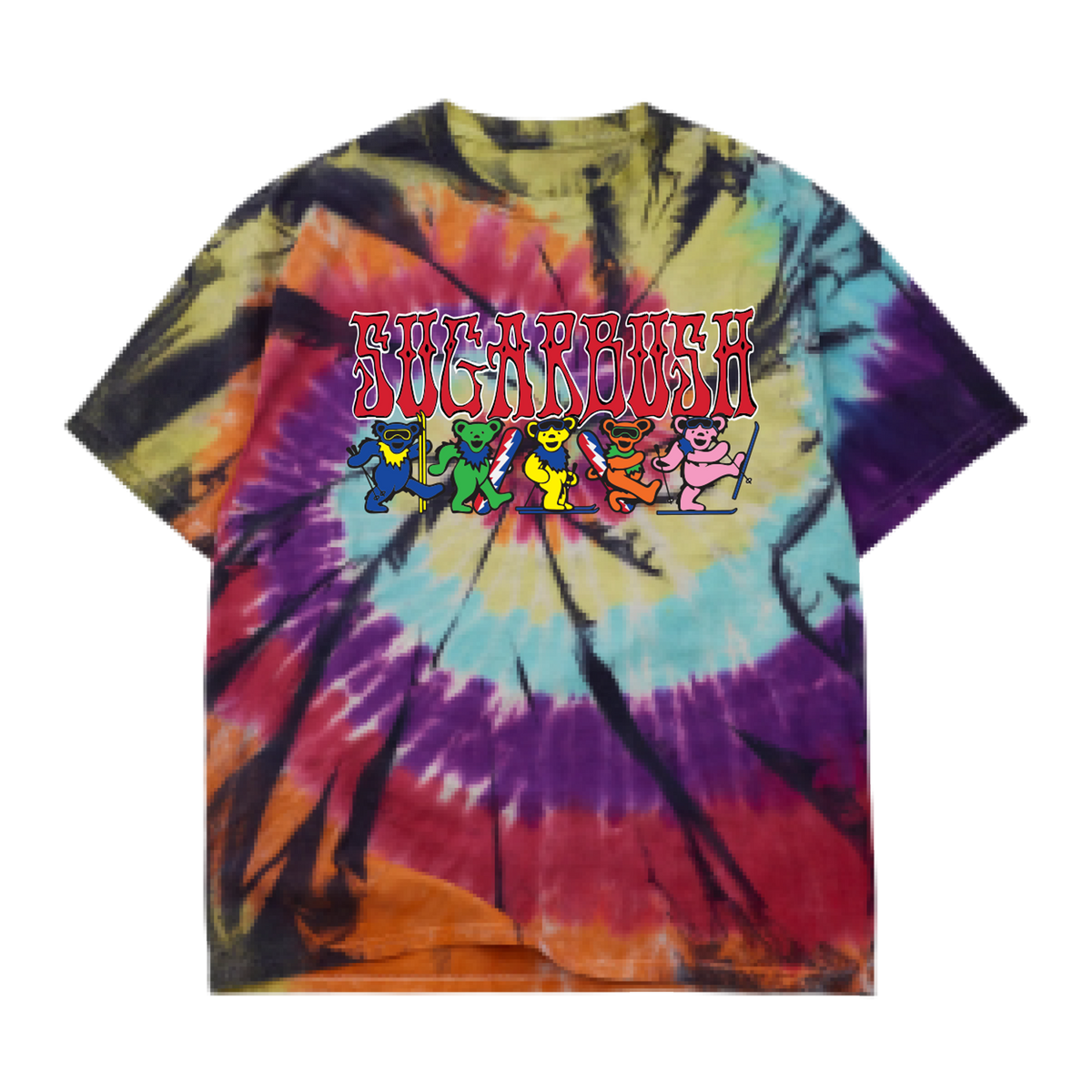 Grateful Dead Tie Dye Red Lettering in Aqua, Purple and Red SST