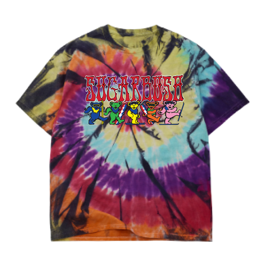 Grateful Dead Tie Dye Red Lettering in Aqua, Purple and Red SST