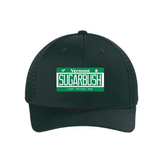 Sugarbush Vermont License Plate Trucker Hat Black